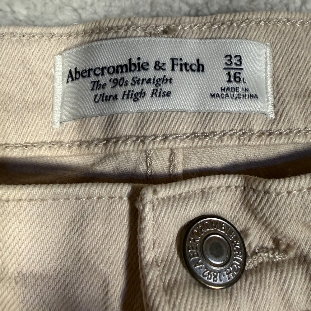 Abercrombie & Fitch 90s Straight Ultra High Rise Jeans Womens 16L Tan Neutral - Picture 3 of 8
